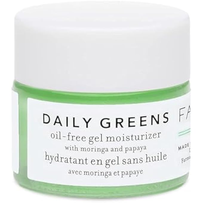 FARMACY TRAVEL FACE MOISTURIZER - DAILY GREENS OIL FREE FACIAL MOISTURIZER WITH POLYGLUTAMIC + HYALURONIC ACID - GEL FACIAL CREAM THAT REDUCES SHINE, CLEARS PORES + BALANCES OIL - FRAGRANCE-FREE (8ML) - Image 1